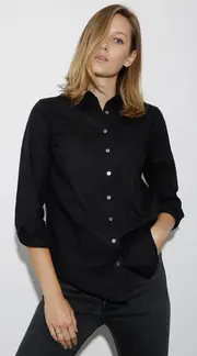 1. Alex Linen Shirt Black thumbnail