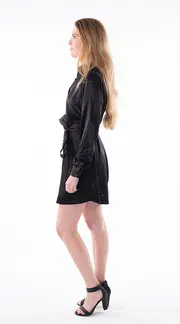 1. Olivia Shirt Dress Silk Black thumbnail