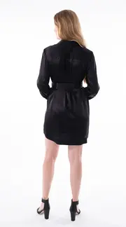 2. Olivia Shirt Dress Silk Black thumbnail