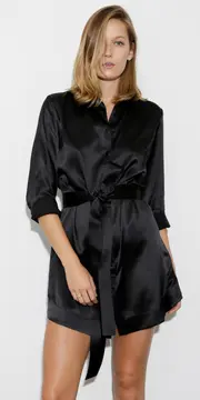 3. Olivia Shirt Dress Silk Black thumbnail