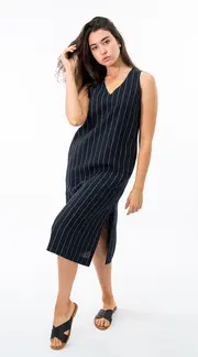 1. Asha Dress Navy blue and white stripe thumbnail