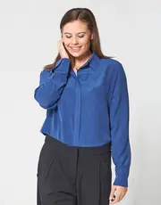 Silk Collared Shirt Royal Blue thumbnail