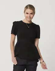 1. Linen Peplum Top Black thumbnail