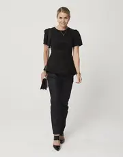 2. Linen Peplum Top Black thumbnail