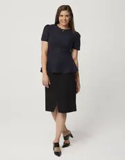 Linen Peplum Top Navy thumbnail