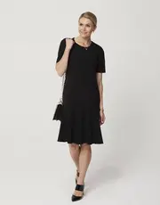 Merino Drop Waist Dress Black thumbnail