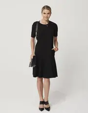 1. Merino Drop Waist Dress Black thumbnail