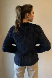 3. Collarless Rabbit Fur Navy thumbnail