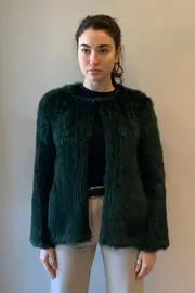 Collarless Rabbit Fur Green thumbnail