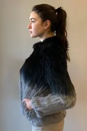 2. Collarless Rabbit Fur Black & Grey Balayage thumbnail