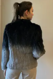 3. Collarless Rabbit Fur Black & Grey Balayage thumbnail