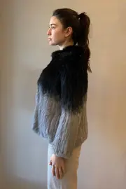 4. Collarless Rabbit Fur Black & Grey Balayage thumbnail