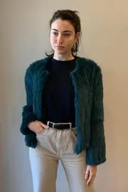 Collarless Rabbit Fur Teal thumbnail