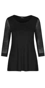 11415 Modal Black Lace Sleeve Black thumbnail