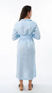 3. Sofia Linen Dress Blue thumbnail