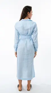 4. Sofia Linen Dress Blue thumbnail