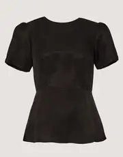 2. Thumb Linen Peplum Top Navy