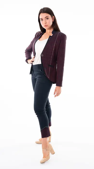 1. Vertical Stripe Jacket Maroon thumbnail