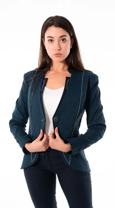 Vertical Stripe Jacket Turquoise