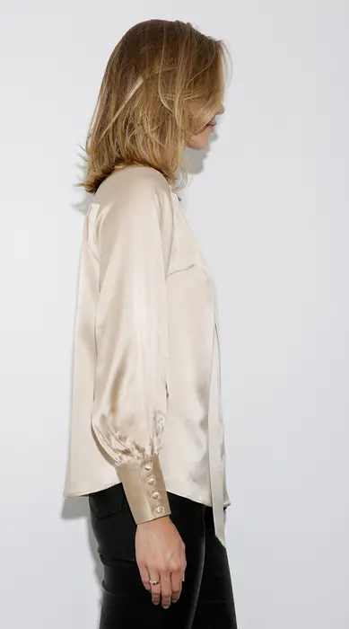 3. Austin Silk Pussybow Blouse Sand/Beige thumbnail