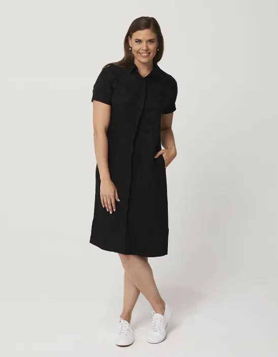 Shirt Dress -Short Sleeve Black