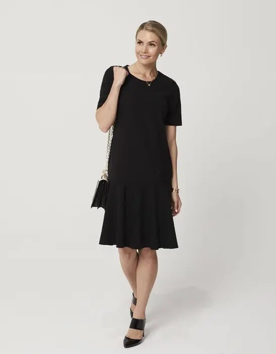 Merino Drop Waist Dress Black