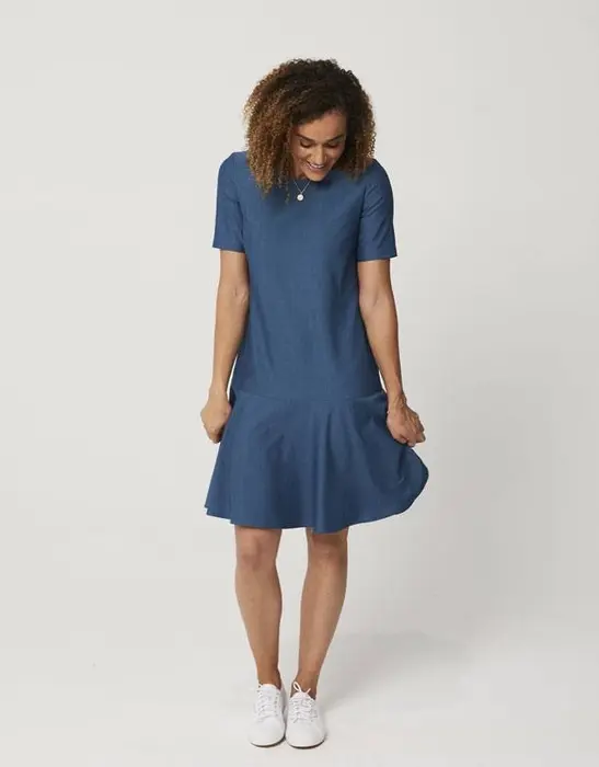 Merino Drop Waist Dress Moroccan Blue