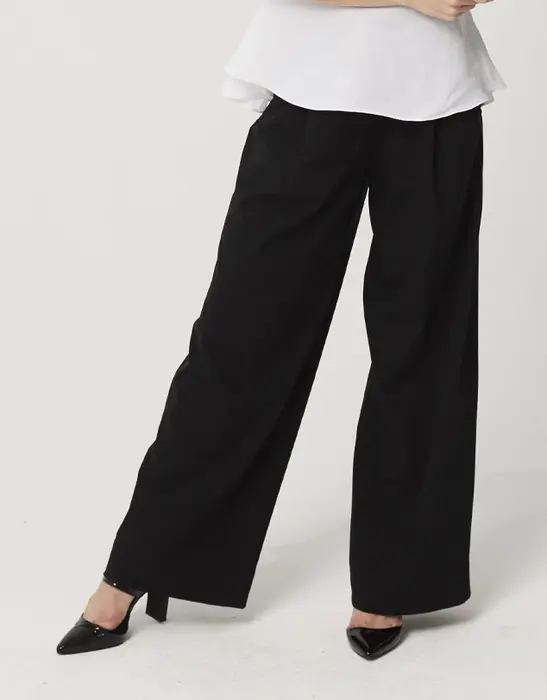 Wide Leg Merino Pant Black