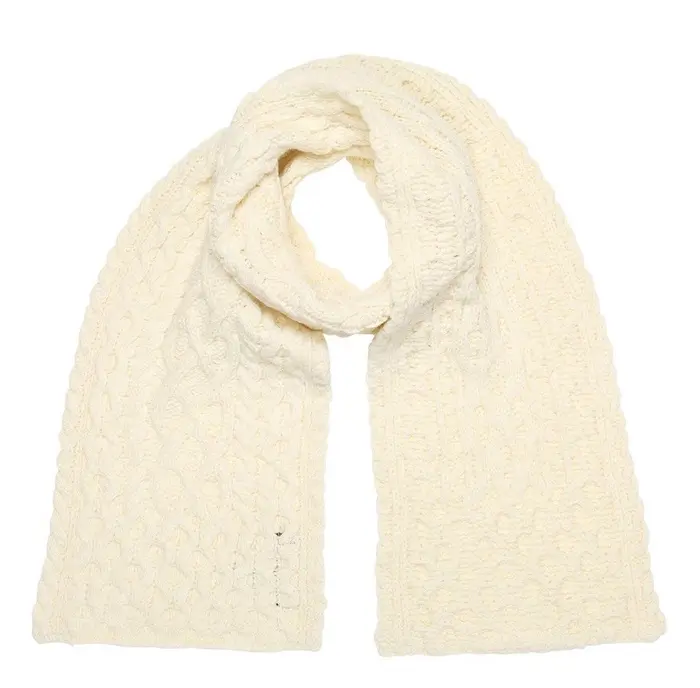 Luxe Aran Scarf Natural Wool