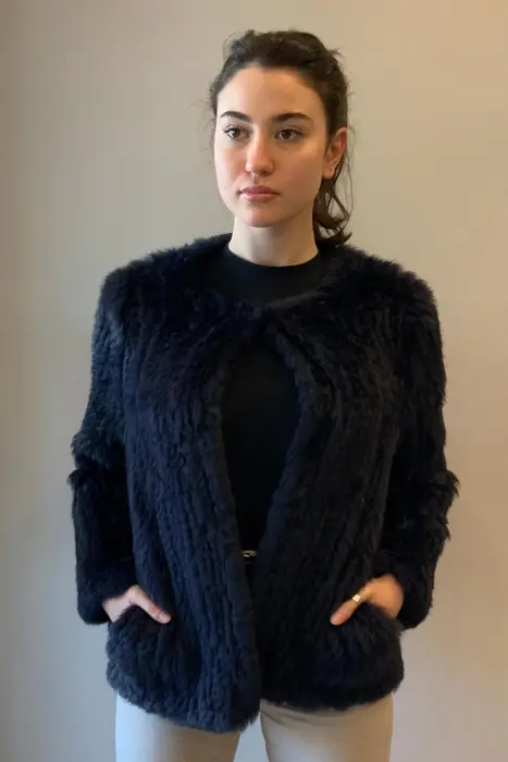 1. Collarless Rabbit Fur Navy thumbnail
