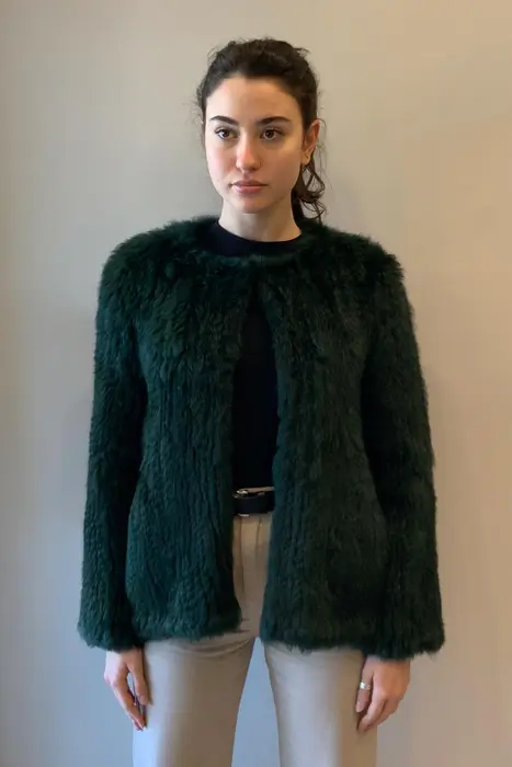 Collarless Rabbit Fur Green