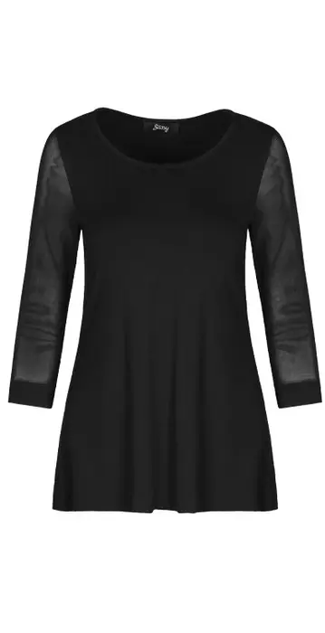 11415 Modal Black Lace Sleeve Black